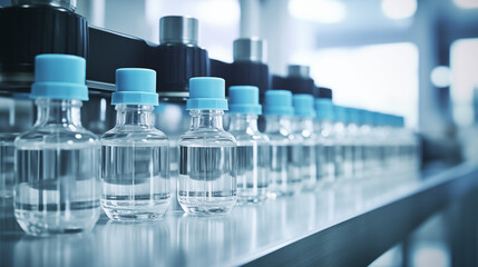 Medicinal Glass Bottles With Blue Caps