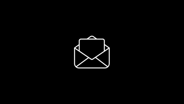 Envelope line icon inside circle, message file, in-box, outline, line icon video animation.