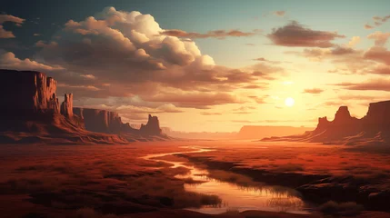 Schilderijen op glas sunset in the desert © CreativeContent