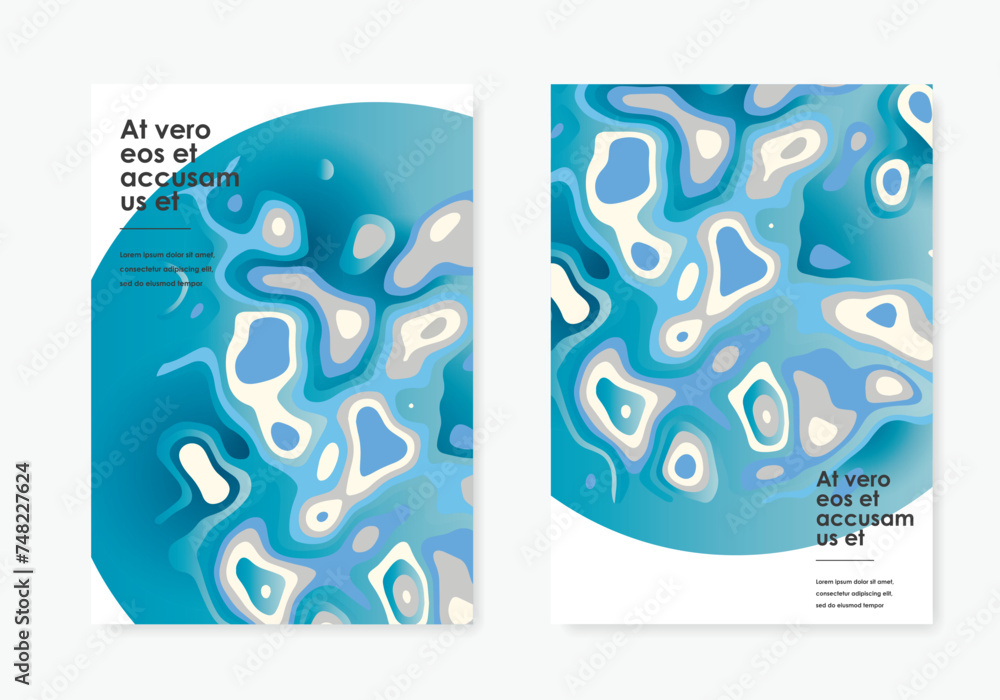 Poster liquid vector shapes background. abstract color blue design. futuristic templates