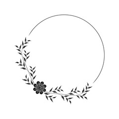Circle floral frame. Wedding invitation frame vector ilustration
