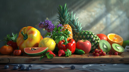  Fresh healthy tropical fruits Summer food