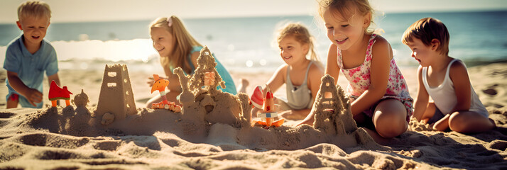 Cherished Moments of Childhood: Children Engrossed in Play in a Sunny Park