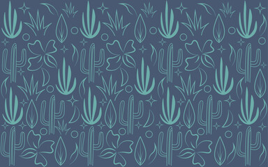 Abstract seamless pattern with flowers and leaf.