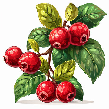 red cranberries branch green leaves clip art preview