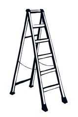 Folding stepladder. Vector drawing icon