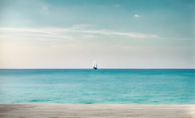 Fototapeta premium Azure ocean sailboat scene