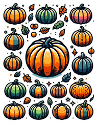 Set pumpkins for Halloween.