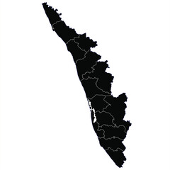 Kerala black Silhouette map vector illustration on white background