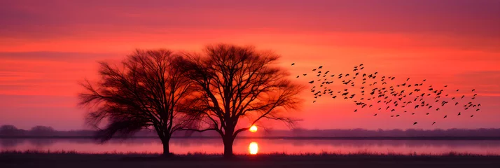 Fotobehang Glorious Sunrise: The Awakening of Day in Nature's Splendid Colors © Katherine