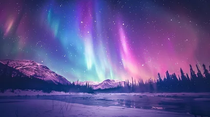 Foto auf Acrylglas Nordlichter Magnificent northern lights in the night sky