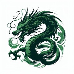 Green dragon painting style dark paint strokes