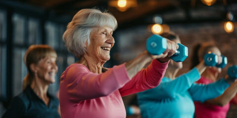 Golden Fitness: Elderly Group's Gym Workout

