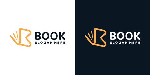 Book with line model logo design template with initial letter B graphic design illustration. icon, symbol, creative. - obrazy, fototapety, plakaty