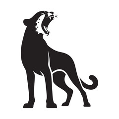 Roaring Cheetah Silhouette - Capturing the Majesty and Strength of Africa's Fastest Predator in Striking Form. Cheetah Vector, Cheetah Illustration.