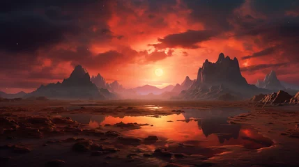 Foto auf Acrylglas sunrise over the mountains © CreativeContent