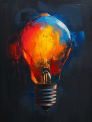 Vibrant Light Bulb Painting Illumination Generative AI