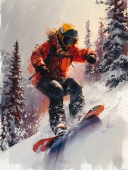 Snowboarder in Mid-Air Generative AI