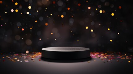 Empty_black_stone_pedestal_with_confetti_festive_background_ai_generated