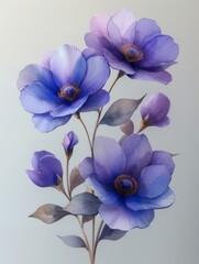 Purple Watercolor Flower Bouquets Isolated on White Generative AI