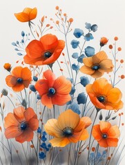 Delicate Floral Decors Watercolor Collection Generative AI