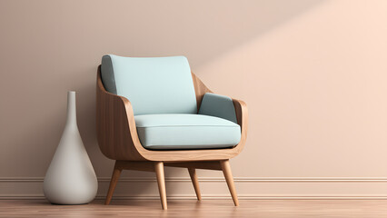 Versatile Copy Space Highlighting Contemporary 3D Accent Chair. Suitable for Marketing Campaigns
