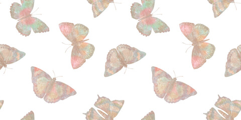 seamless pattern, abstract butterflies and isolated on white background, illustration for wallpaper