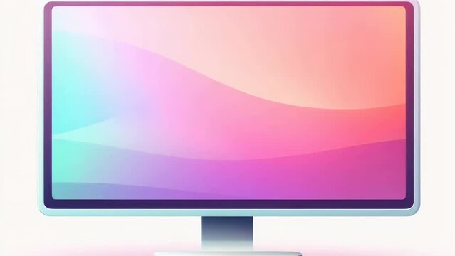 A computer monitor with a pink and blue background, suitable for technology concepts.