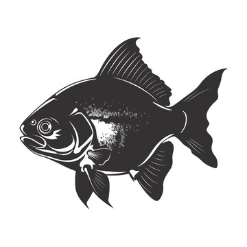 recommend clip art: Silhouette piranha fish animal black color only full body