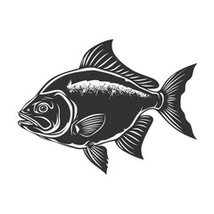 Silhouette piranha fish animal black color only full body