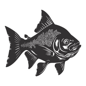 recommend clip art: Silhouette piranha fish animal black color only full body