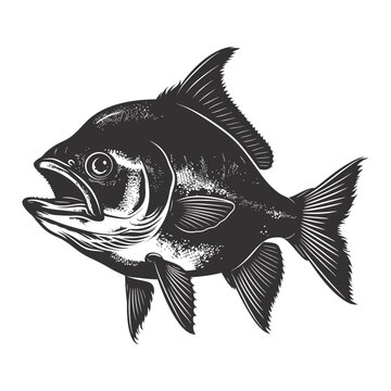 recommend clip art: Silhouette piranha fish animal black color only full body