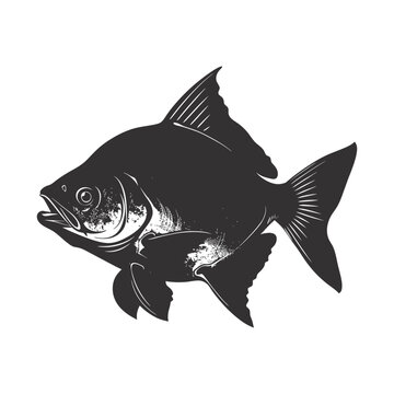 recommend clip art: Silhouette piranha fish animal black color only full body