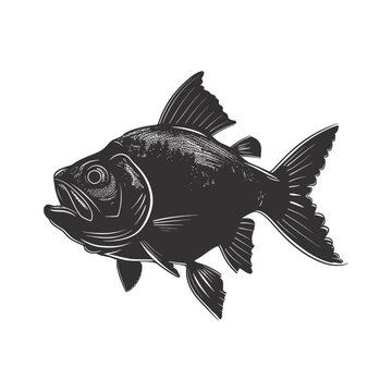 recommend clip art: Silhouette piranha fish animal black color only full body