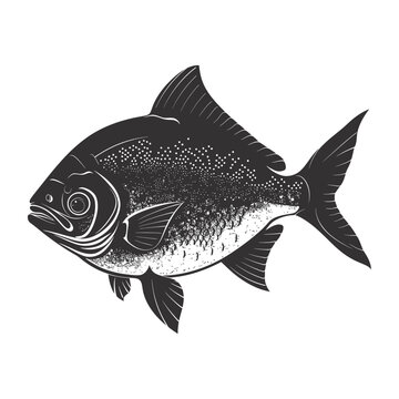 recommend clip art: Silhouette piranha fish animal black color only full body