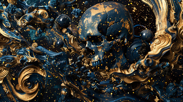 heavy colors 3d scenery 3d dark gold and deep blue