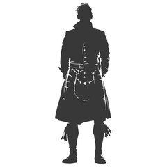 Silhouette Scottish Man Wearing Kilt black color only