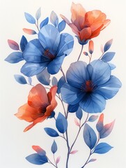 Hand-Painted Watercolor Flower Illustrations Generative AI