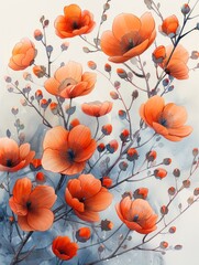 Hand-Painted Watercolor Flower Illustrations Generative AI