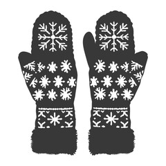 Silhouette snow knit mittens black color only full