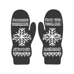 Silhouette snow knit mittens black color only full