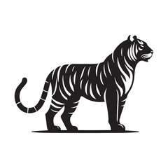 Obraz premium Roaring Tiger: Majestic Silhouette - Capturing the Power and Majesty of the Jungle's Fierce Predator in Bold Form. Tiger Vector, Tiger Illustration. Tiger Silhouette.