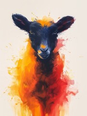 Peaceful Watercolor Sheep Illustration Generative AI