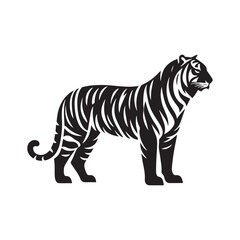 Roaring Tiger: Majestic Silhouette - Capturing the Power and Majesty of the Jungle's Fierce Predator in Bold Form. Tiger Vector, Tiger Illustration. Tiger Silhouette.
