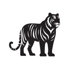 Roaring Tiger: Majestic Silhouette - Capturing the Power and Majesty of the Jungle's Fierce Predator in Bold Form. Tiger Vector, Tiger Illustration. Tiger Silhouette.