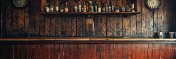 old textured wooden wall with copy space in an old irish or english pub