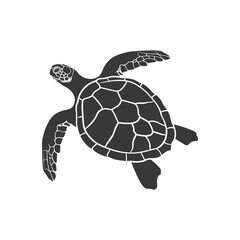 Silhouette Turtle Animal black color only full body