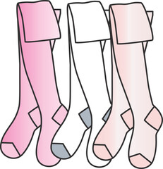 Tights Vector Technical Drawing, Seamless Leggings Stockings flat sketch.