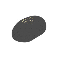 おはぎ(黒胡麻)の手描きカラーイラストアイコン