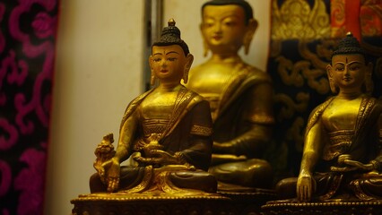 many golden figurine of buddha